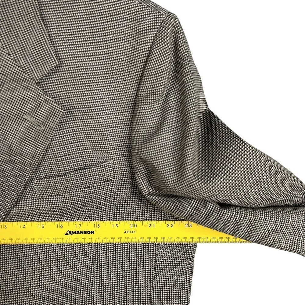 Gianfranco Ruffin Italy Mens 44R Wool Olive Green Houndstooth Blazer Timeless
